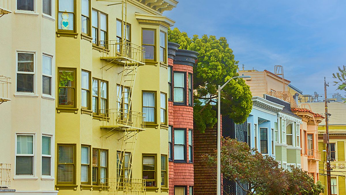 row of colorful san francisco homes